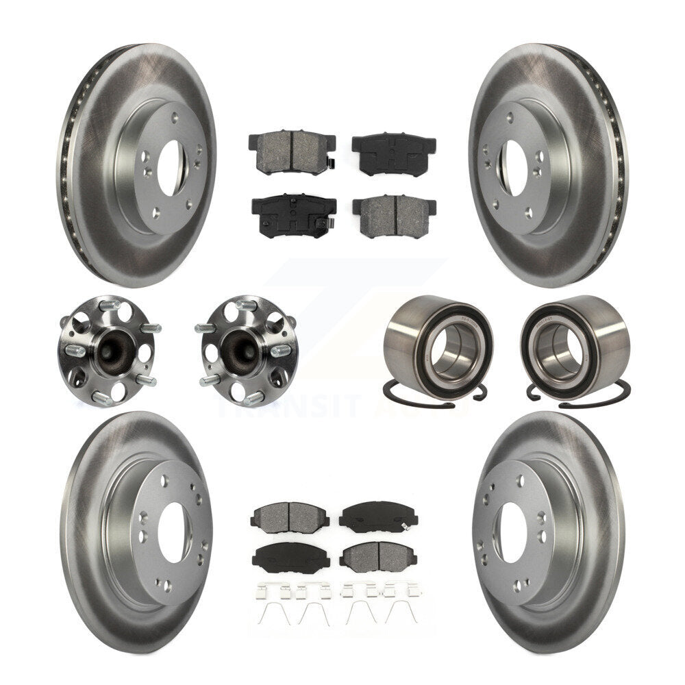 Kit de rotors et plaquettes de frein à disque revêtus de roulement de moyeu avant et arrière (10 pièces) pour Honda Civi