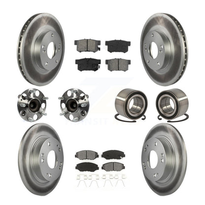 Kit de rotors et plaquettes de frein à disque revêtus de roulement de moyeu avant et arrière (10 pièces) pour Honda Civi