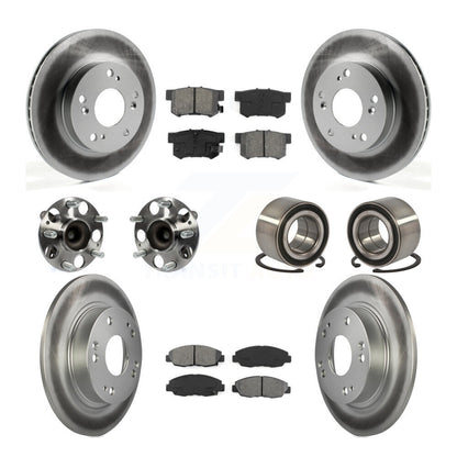 Kit de rotors et plaquettes de frein à disque revêtus de roulement de moyeu avant et arrière (10 pièces) pour Honda Civi