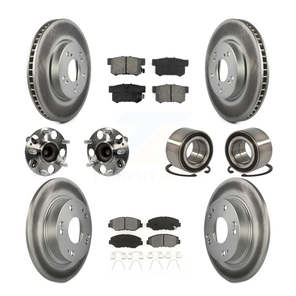 Kit de rotors et plaquettes de frein à disque revêtus de roulement de moyeu avant et arrière (10 pièces) pour Honda Civi