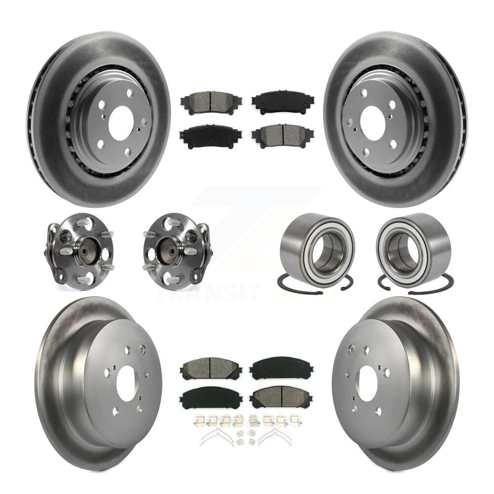 Kit de rotor et de plaquettes de frein revêtus de roulement de moyeu avant et arrière (10 pièces) pour Toyota Sienna FW