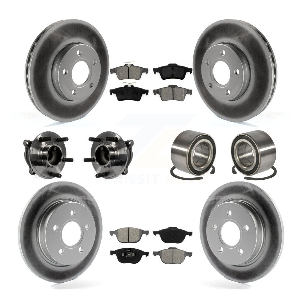 Kit de rotor et de plaquettes de frein à disque revêtus de roulement de moyeu avant et arrière (10 pièces) pour Ford Focu