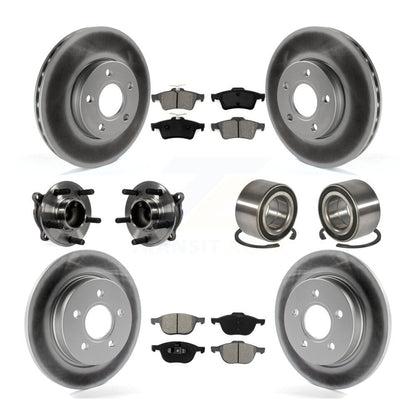 Kit de rotor et de plaquettes de frein à disque revêtus de roulement de moyeu avant et arrière (10 pièces) pour Ford Focu
