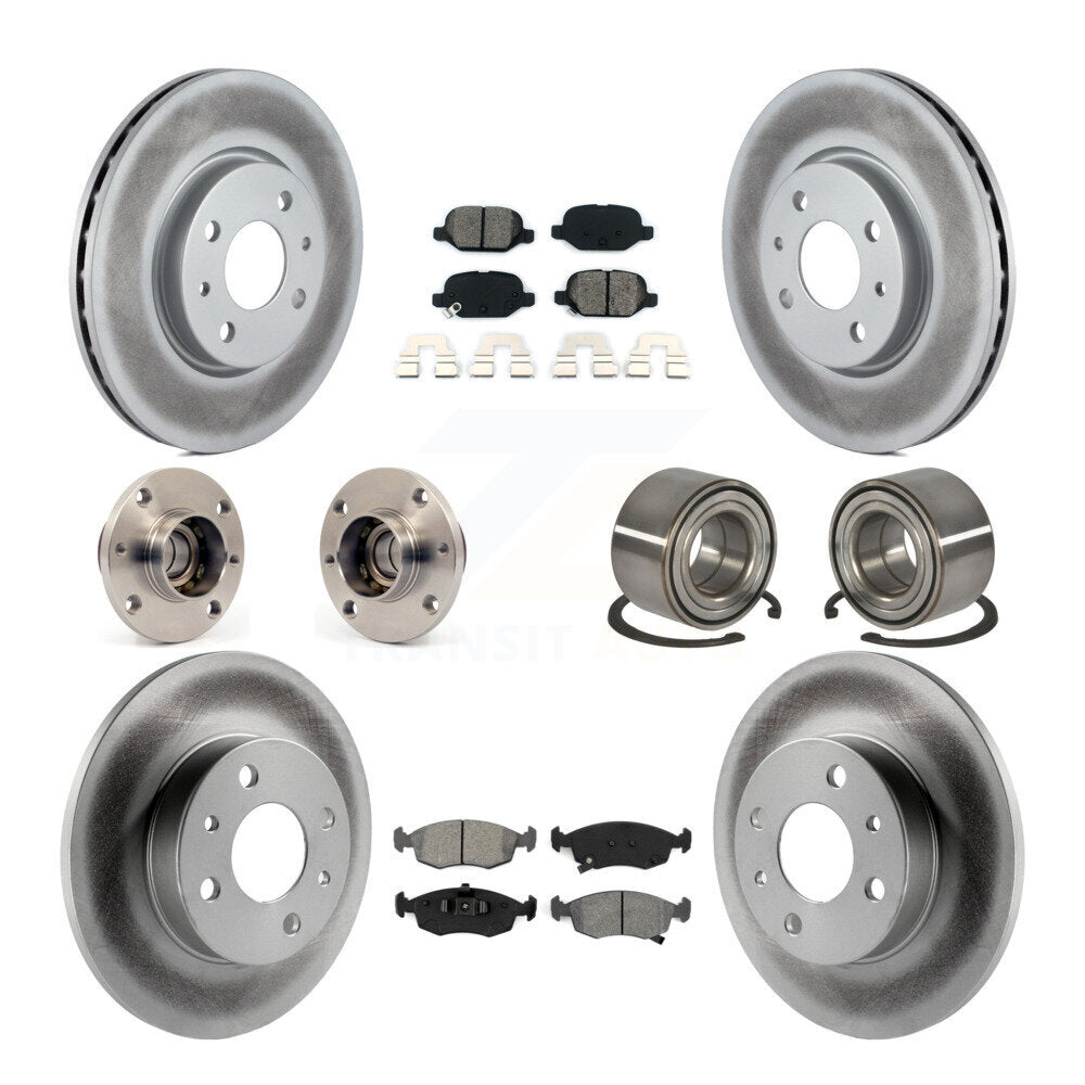 Kit de rotors et plaquettes de frein à disque revêtus de roulement de moyeu avant et arrière (10 pièces) pour Fiat 50