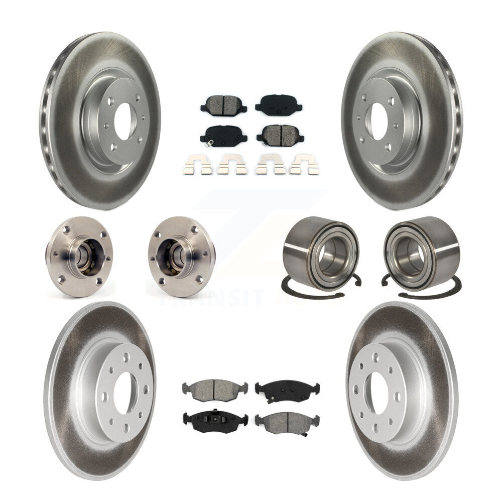 Kit de rotors et plaquettes de frein à disque revêtus de roulement de moyeu avant et arrière (10 pièces) pour Fiat 50
