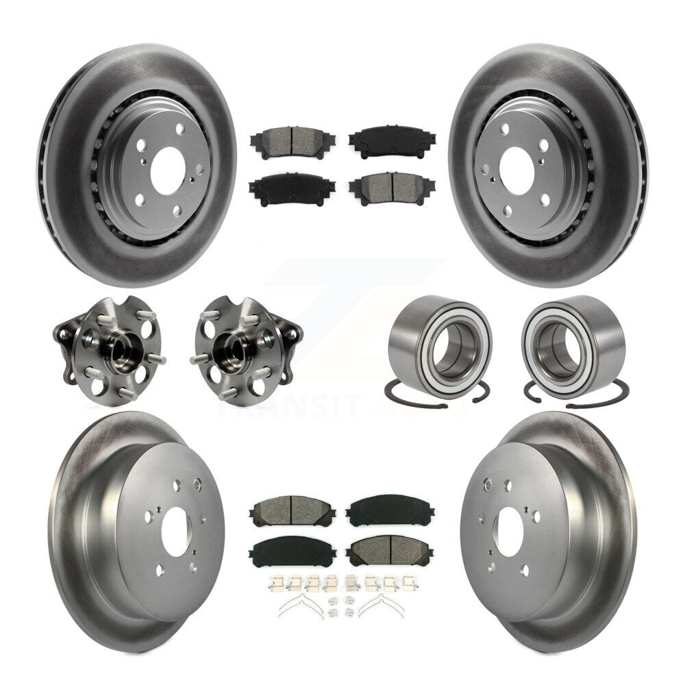 Kit de rotor et de plaquettes de frein revêtus de roulement de moyeu avant et arrière (10 pièces) pour Toyota Sienna AW