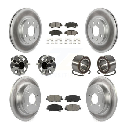Kit de rotors et plaquettes de frein à disque revêtus de roulements de moyeu avant et arrière (10 pièces) pour Kia Ri