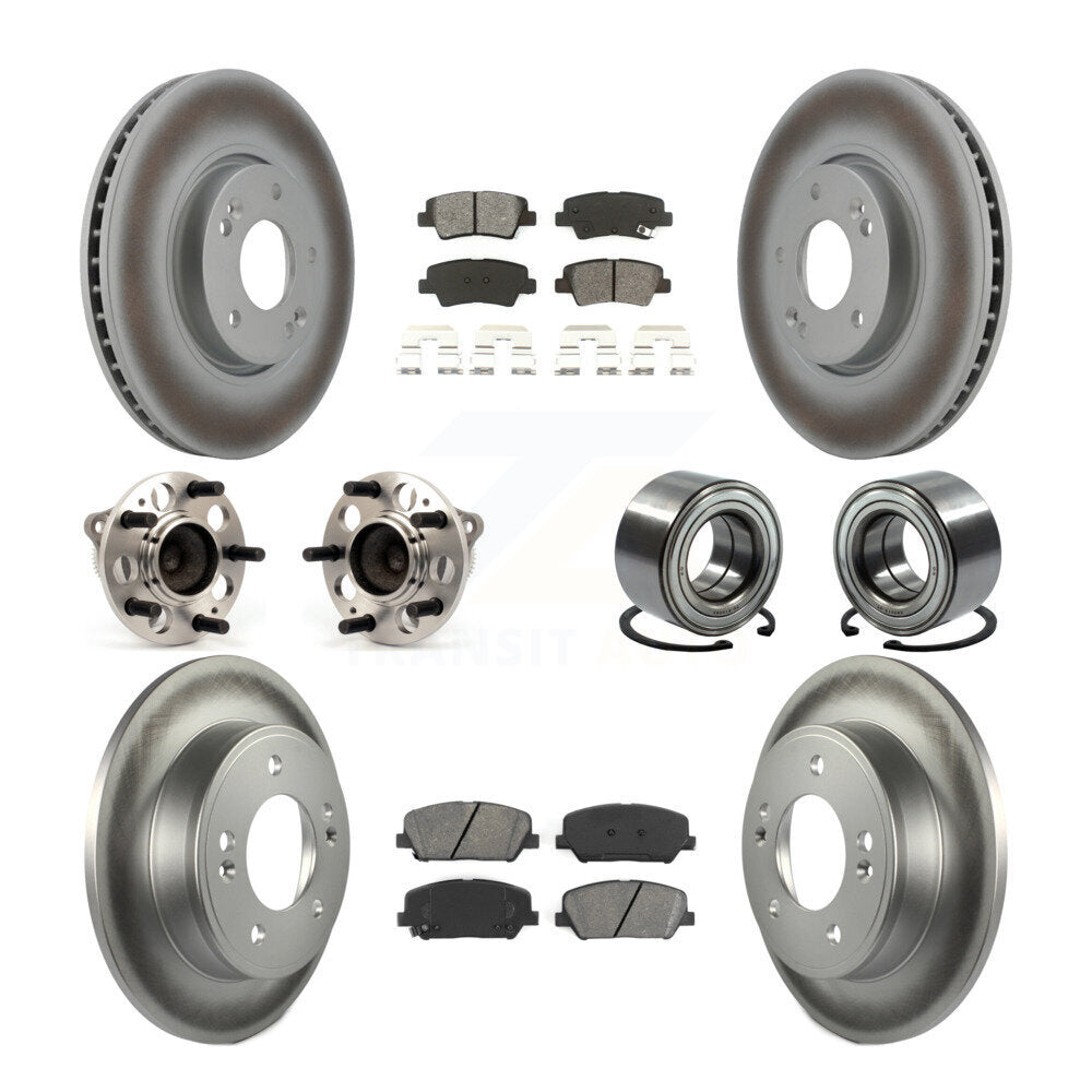 Kit de rotors et plaquettes de frein revêtus de roulement de moyeu avant et arrière (10 pièces) pour Hyundai Veloste