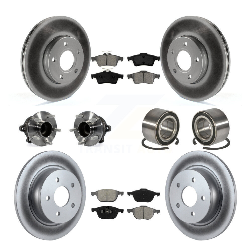 Kit de rotor et de plaquettes de frein à disque revêtus de roulement de moyeu avant et arrière (10 pièces) pour Ford c-ma