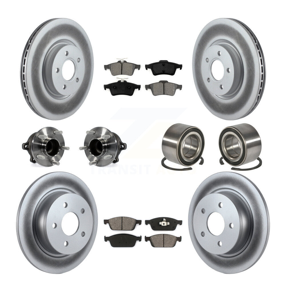Kit de rotors et plaquettes de frein à disque revêtus de roulement de moyeu avant et arrière (10 pièces) pour Ford Escap