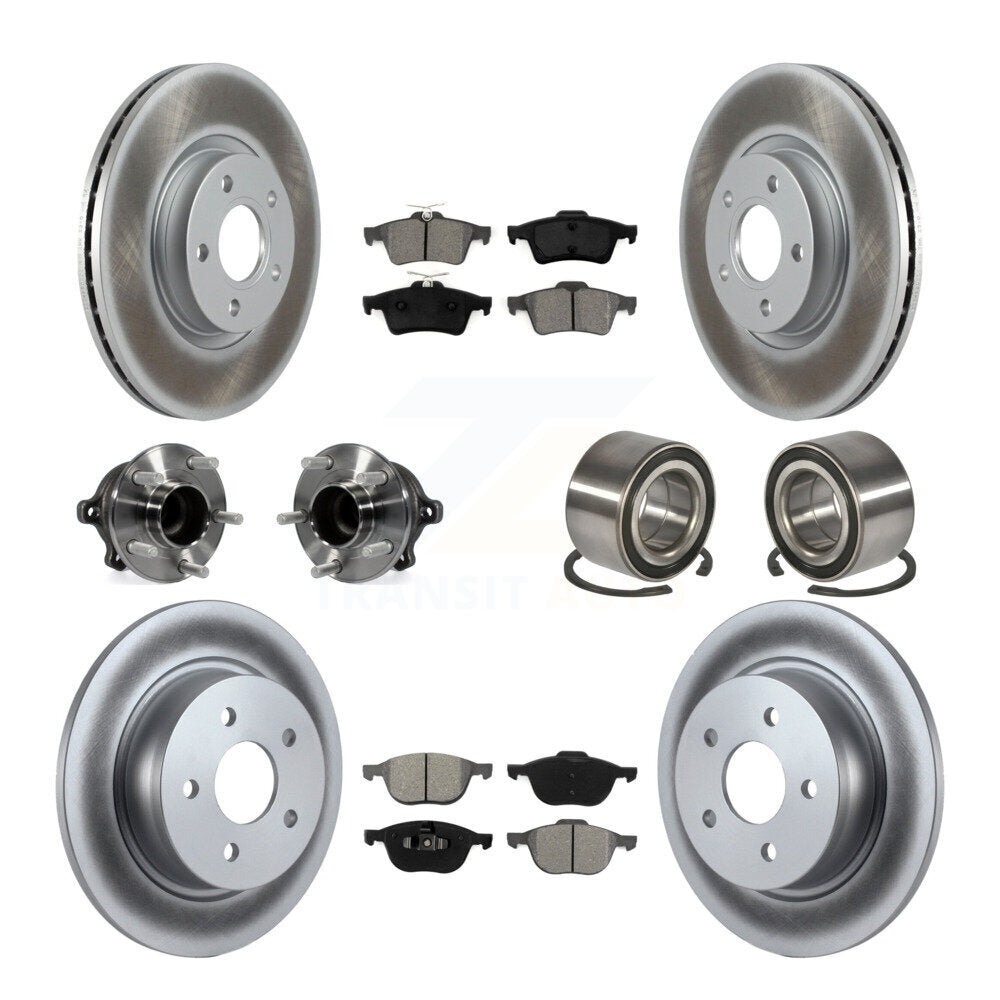 Kit de rotor et de plaquettes de frein revêtus de roulement de moyeu avant et arrière (10 pièces) pour Ford Escape c-ma