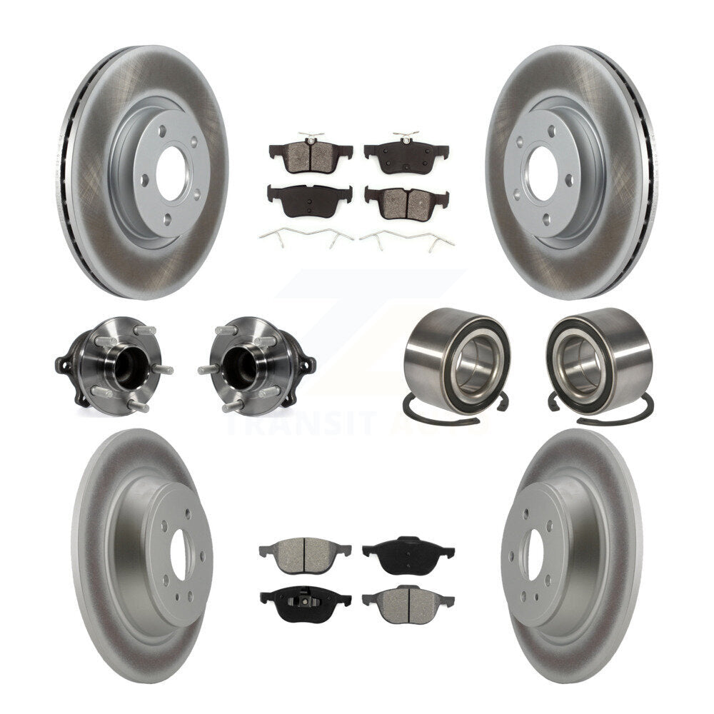 Kit de rotors et plaquettes de frein à disque revêtus de roulement de moyeu avant et arrière (10 pièces) pour Ford Escap