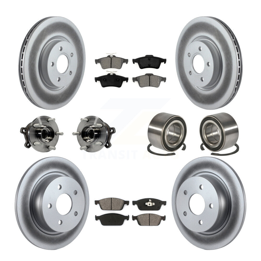 Kit de rotors et plaquettes de frein à disque revêtus de roulement de moyeu avant et arrière (10 pièces) pour Ford Escap