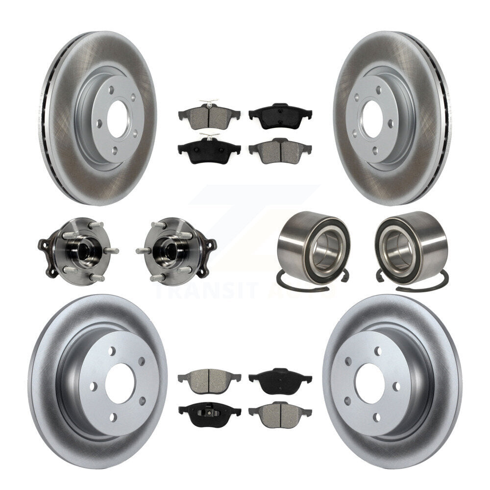 Kit de rotors et plaquettes de frein à disque revêtus de roulement de moyeu avant et arrière (10 pièces) pour Ford Escap