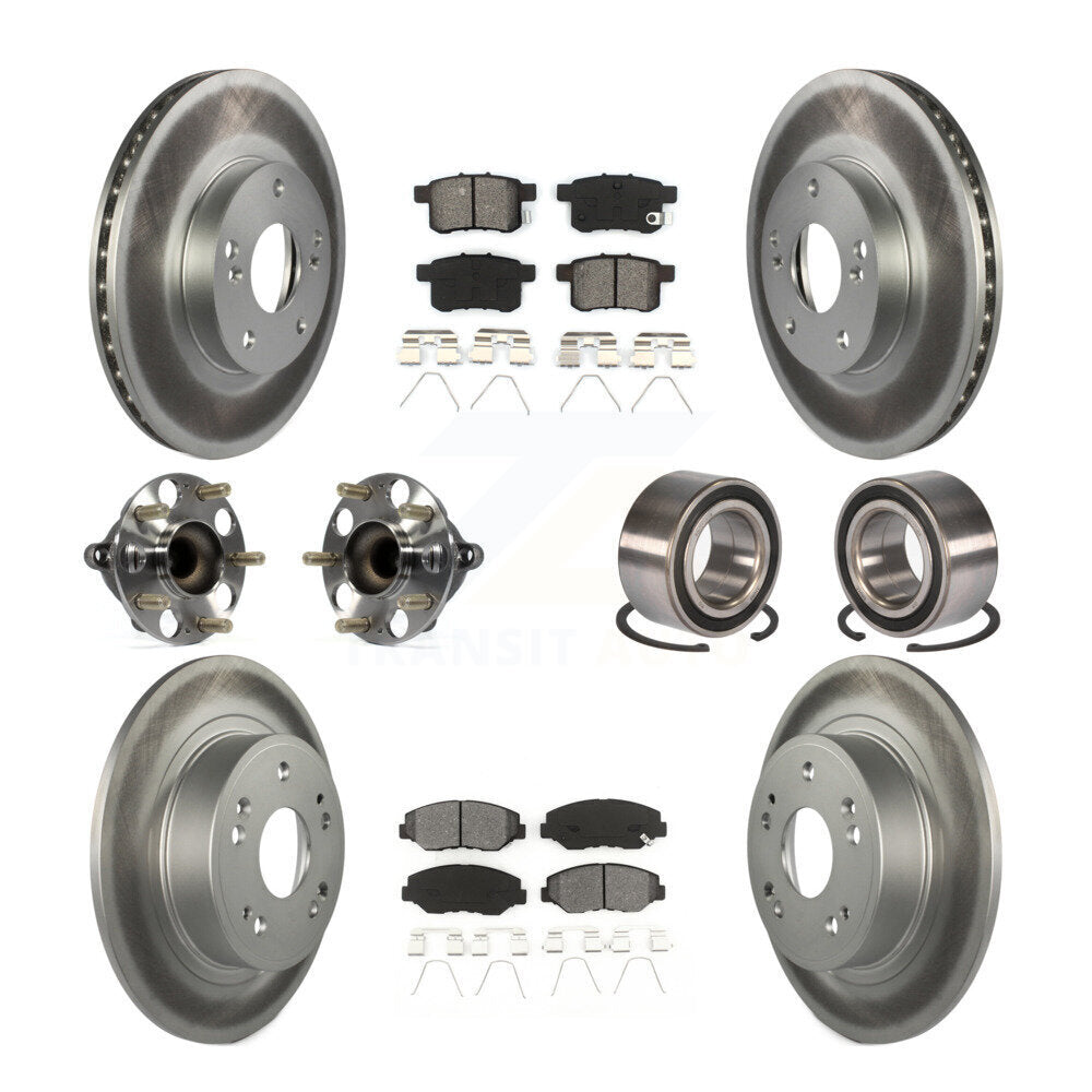 Kit de rotor et de plaquettes de frein à disque revêtus de roulement de moyeu avant et arrière (10 pièces) pour Honda Accor