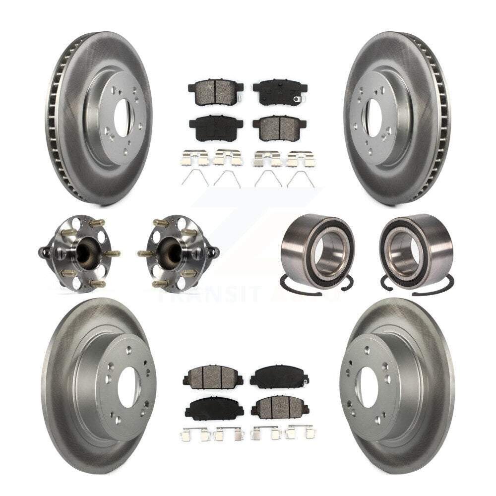 Kit de rotor et de plaquettes de frein à disque revêtus de roulement de moyeu avant et arrière (10 pièces) pour Honda Accor