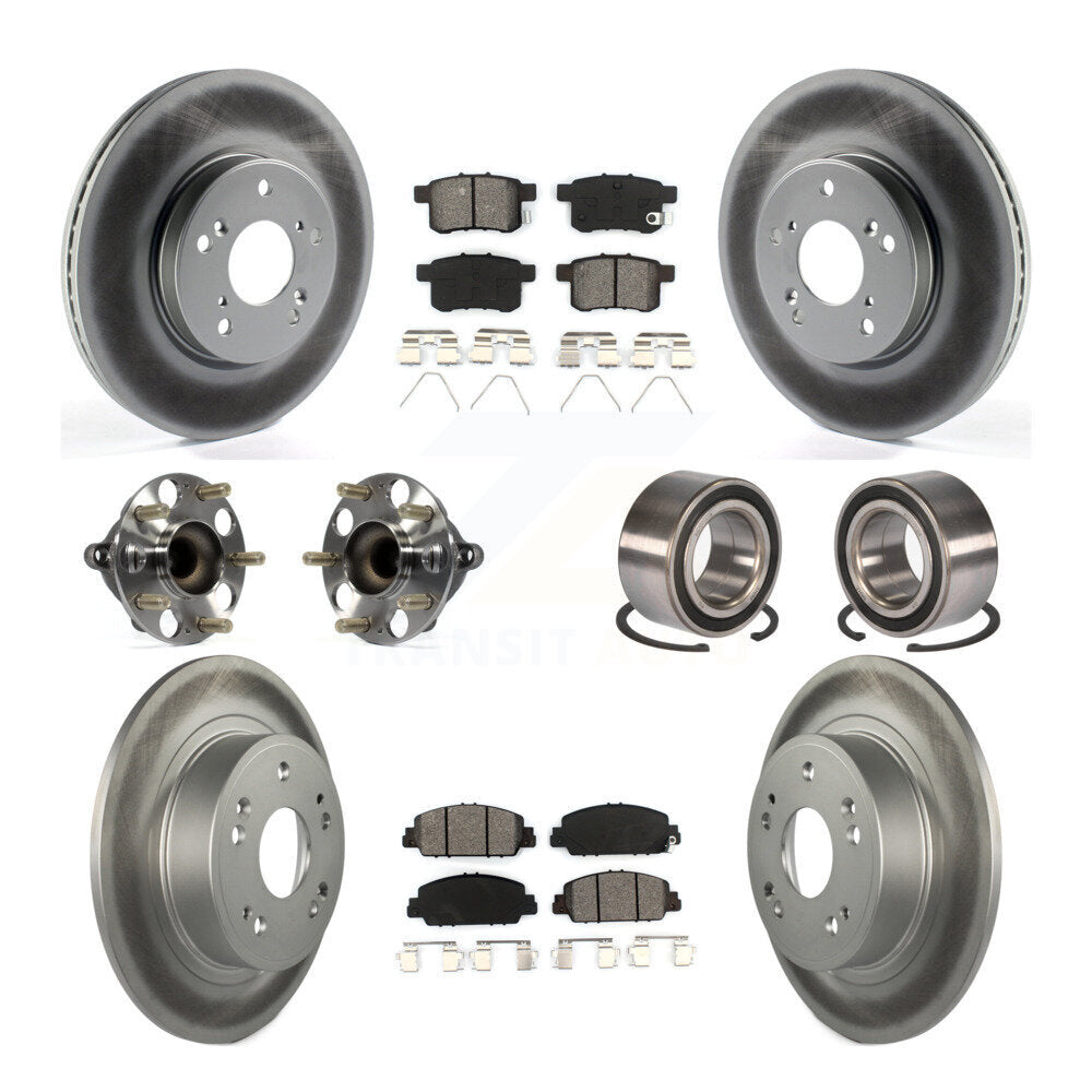 Kit de rotor et de plaquettes de frein à disque revêtus de roulement de moyeu avant et arrière (10 pièces) pour Honda Accor