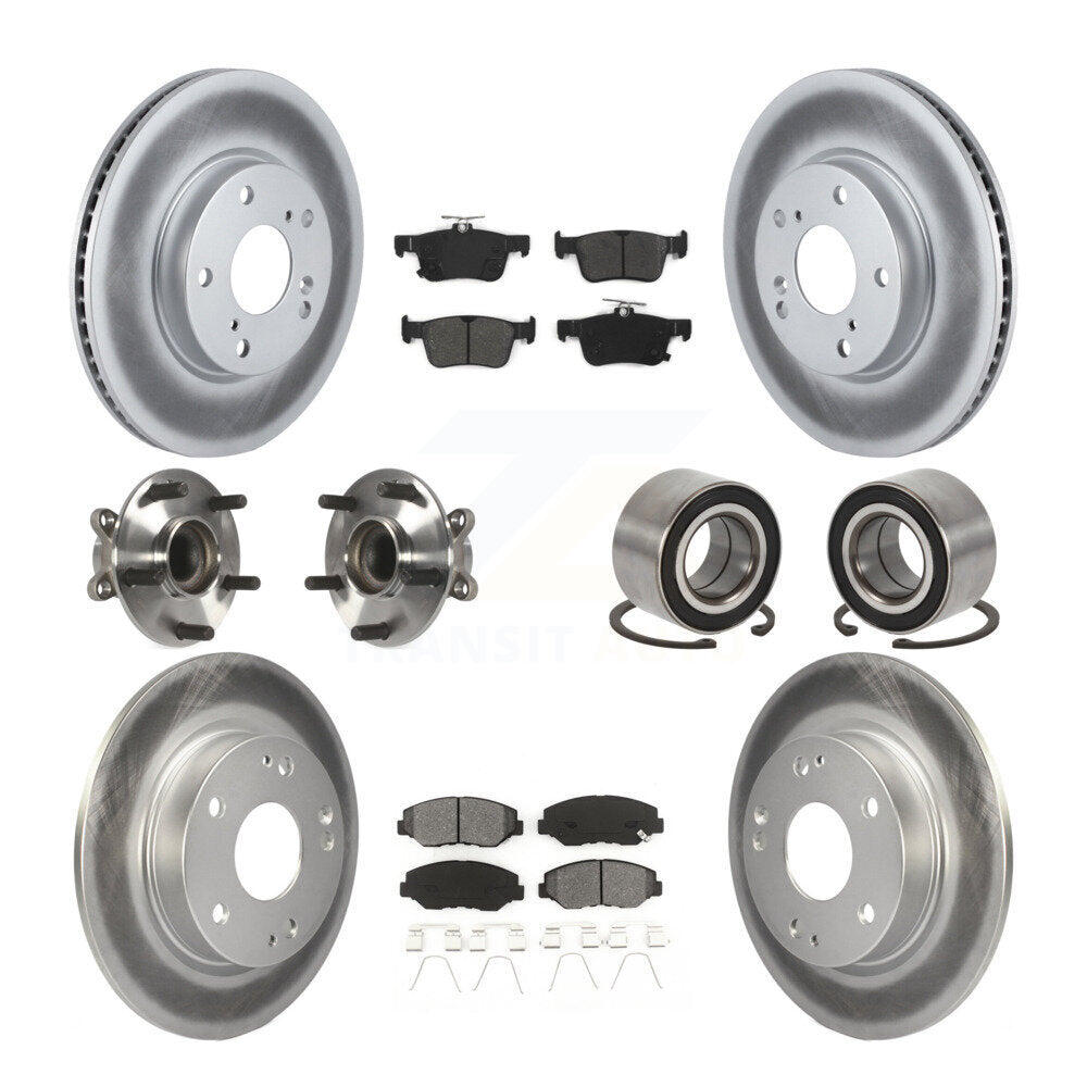 Kit de rotors et plaquettes de frein à disque revêtus de roulement de moyeu avant et arrière (10 pièces) pour Honda Civi