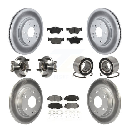 Kit de rotors et plaquettes de frein à disque revêtus de roulement de moyeu avant et arrière (10 pièces) pour Honda Civi