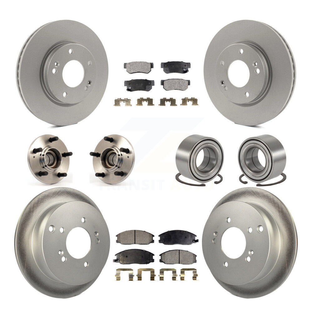 Kit de rotors et plaquettes de frein revêtus de roulement de moyeu avant et arrière (10 pièces) pour Hyundai Santa F