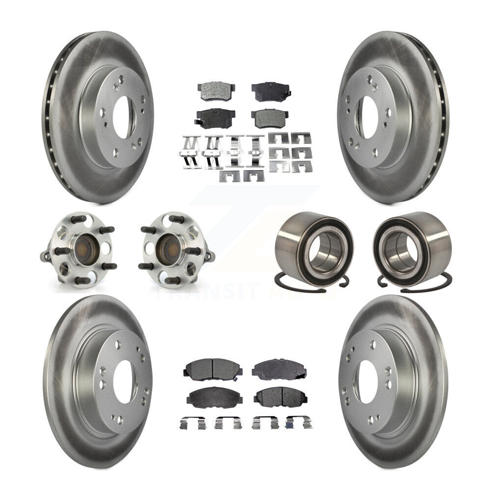 Kit de rotors et plaquettes de frein à disque revêtus de roulement de moyeu avant et arrière (10 pièces) pour Honda Civi