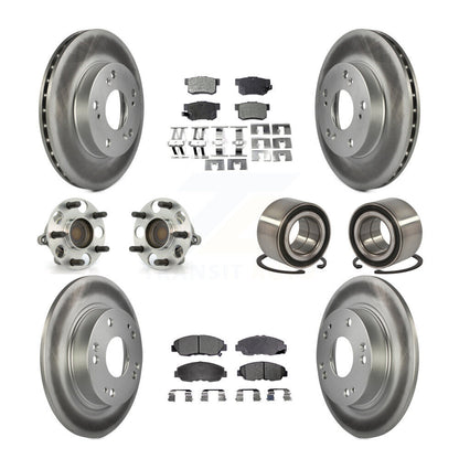 Kit de rotors et plaquettes de frein à disque revêtus de roulement de moyeu avant et arrière (10 pièces) pour Honda Civi