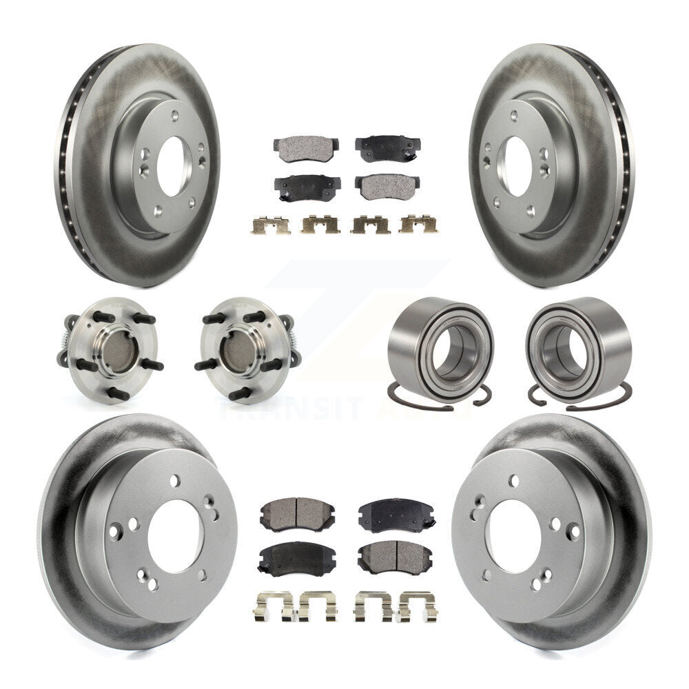 Kit de plaquettes de rotor de frein enduites de roulement de moyeu avant et arrière (10 pièces) pour Hyundai Sonata Ki