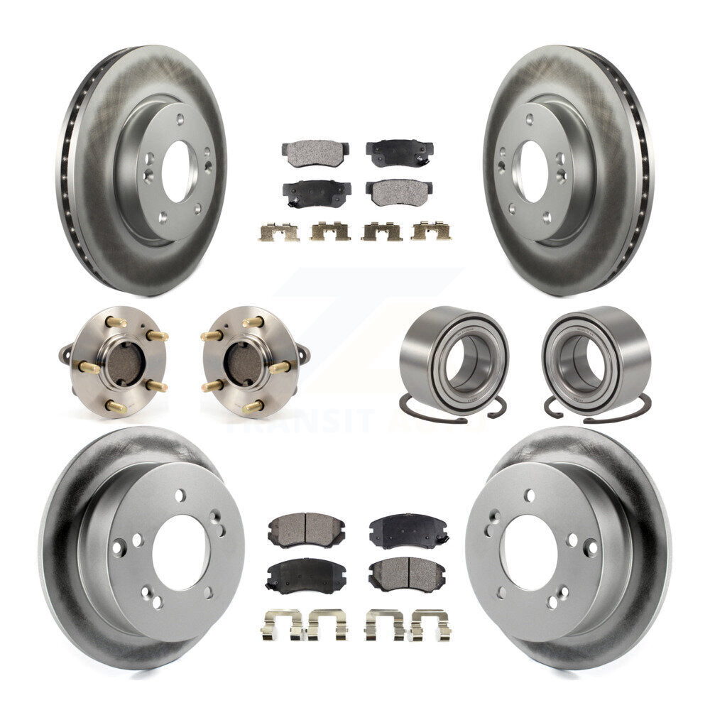 Kit de plaquettes de rotor de frein enduites de roulement de moyeu avant et arrière (10 pièces) pour Hyundai Sonata Ki