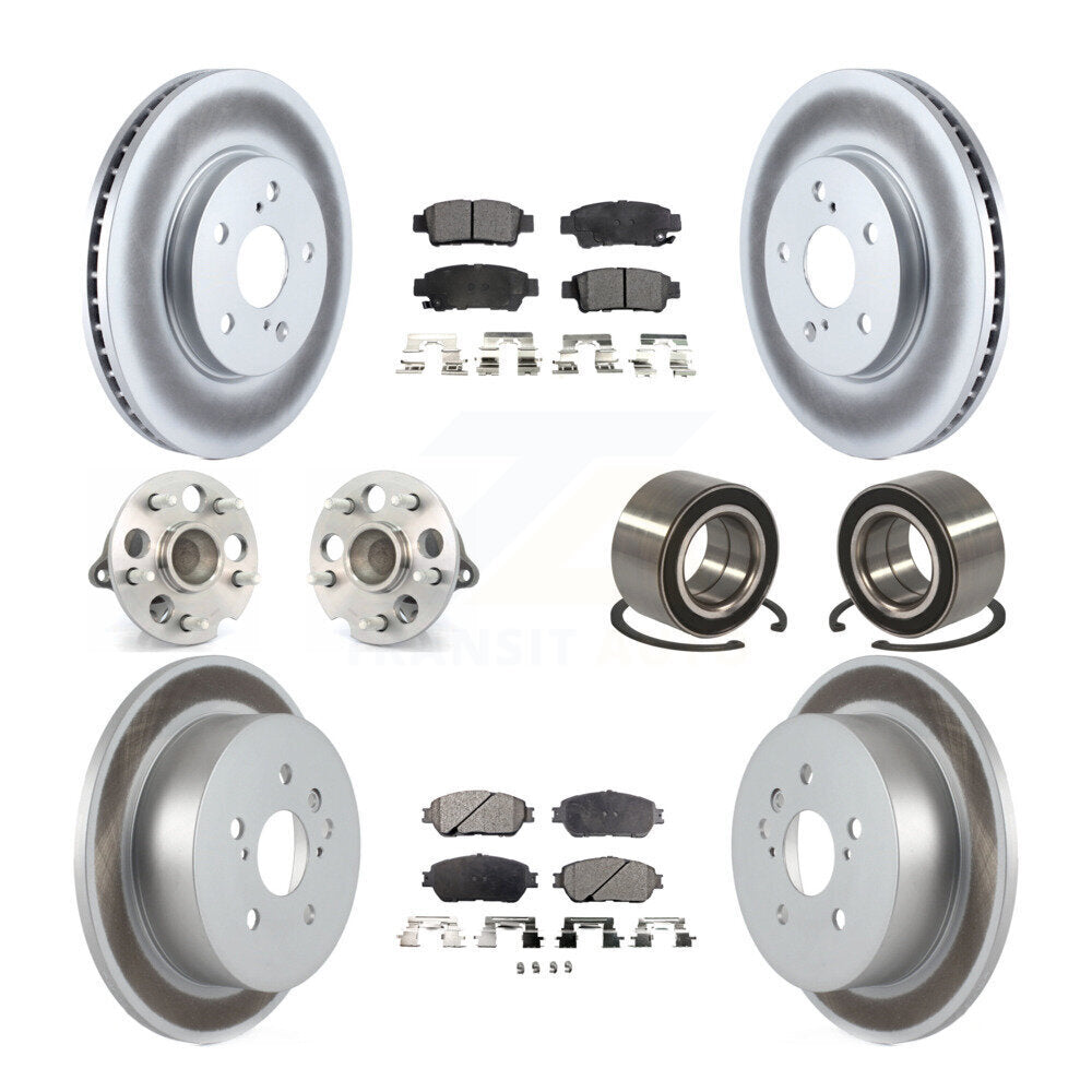 Kit de rotor et de plaquettes de frein revêtus de roulement de moyeu avant et arrière (10 pièces) pour Toyota Sienna FW