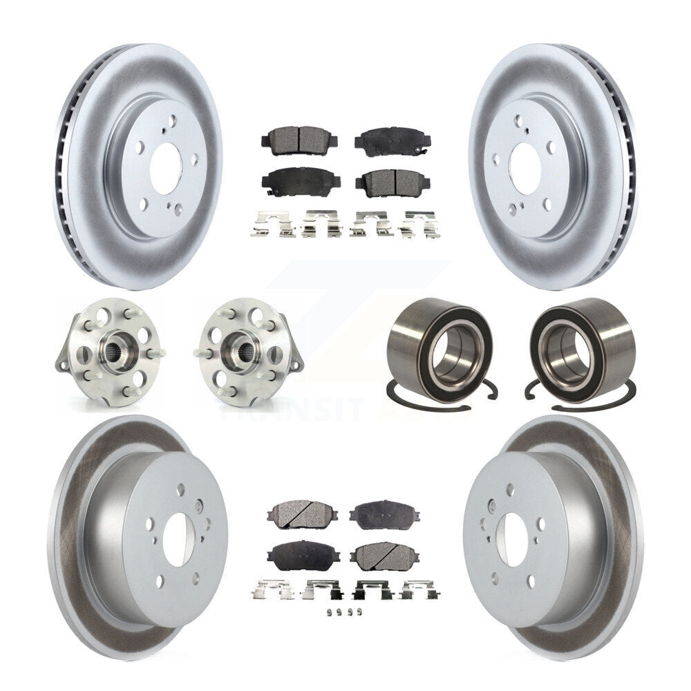 Kit de rotor et de plaquettes de frein revêtus de roulement de moyeu avant et arrière (10 pièces) pour Toyota Sienna AW