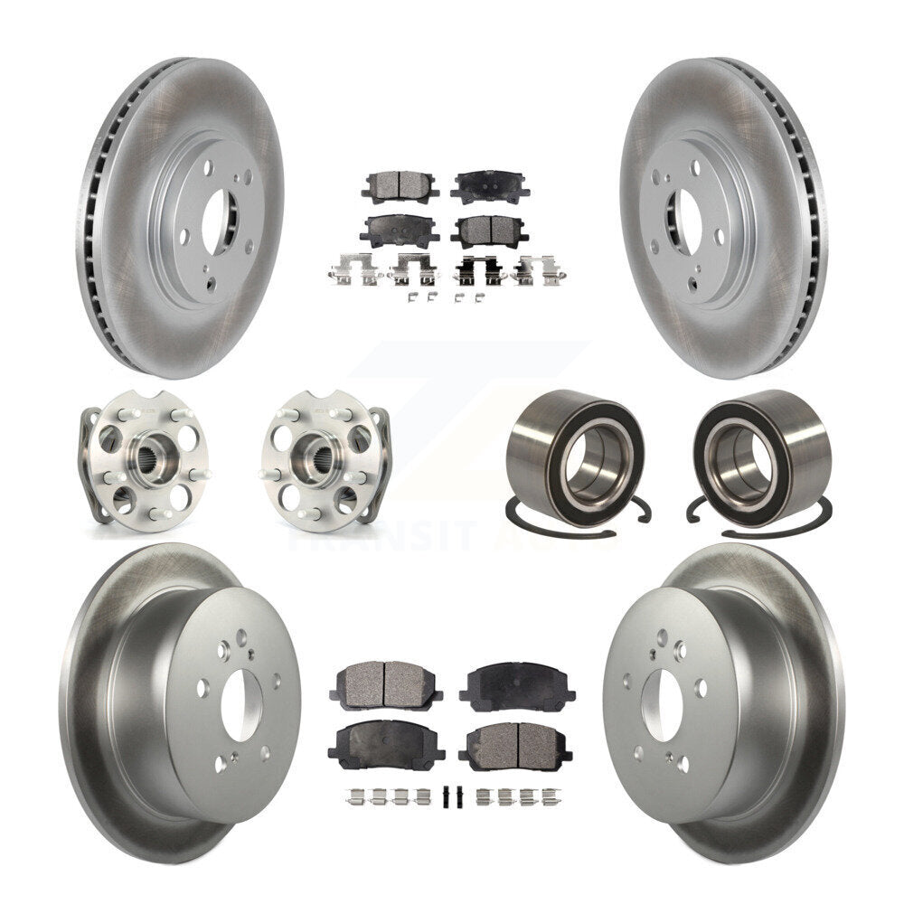 Kit de rotor et de plaquettes de frein revêtus de roulement de moyeu avant et arrière (10 pièces) pour Toyota Highlande