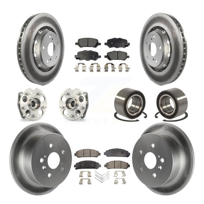 Kit de rotors et plaquettes de frein revêtus de roulement de moyeu avant et arrière (10 pièces) pour Toyota Venza AW