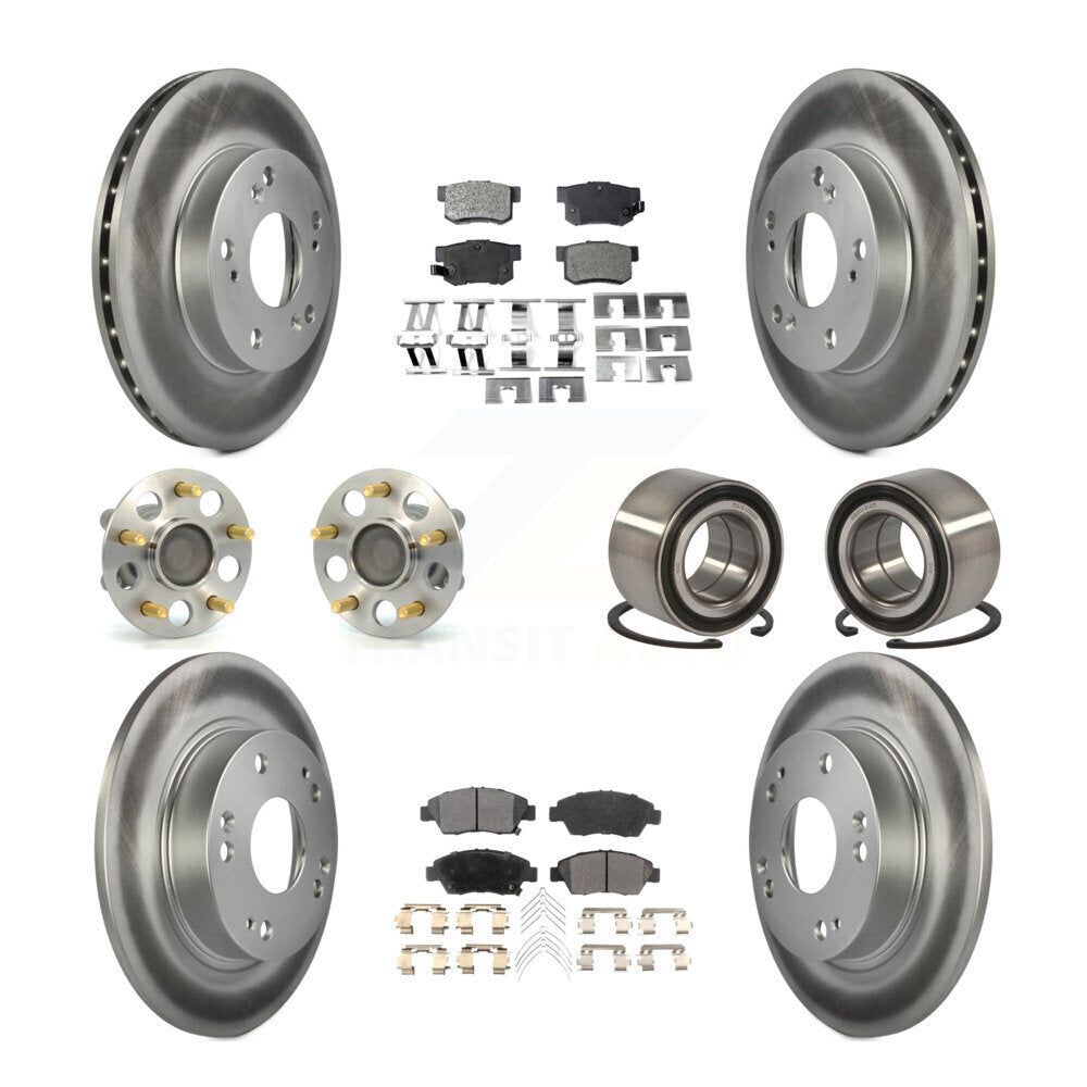 Kit de rotors et plaquettes de frein à disque revêtus de roulement de moyeu avant et arrière (10 pièces) pour Honda Civi