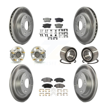Kit de rotors et plaquettes de frein à disque revêtus de roulement de moyeu avant et arrière (10 pièces) pour Honda Civi