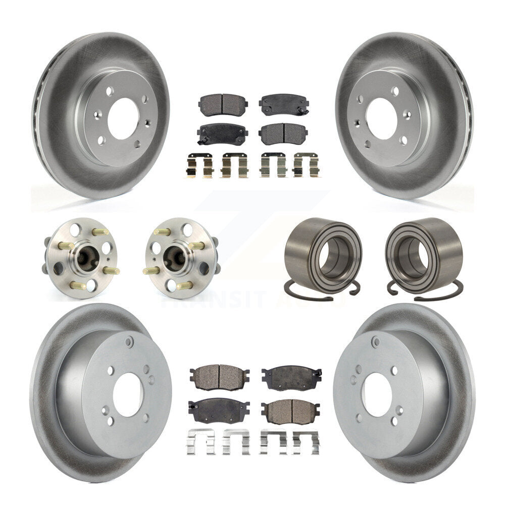 Kit de plaquettes de rotor de frein enduites de roulement de moyeu avant et arrière (10 pièces) pour Hyundai Accent Ki