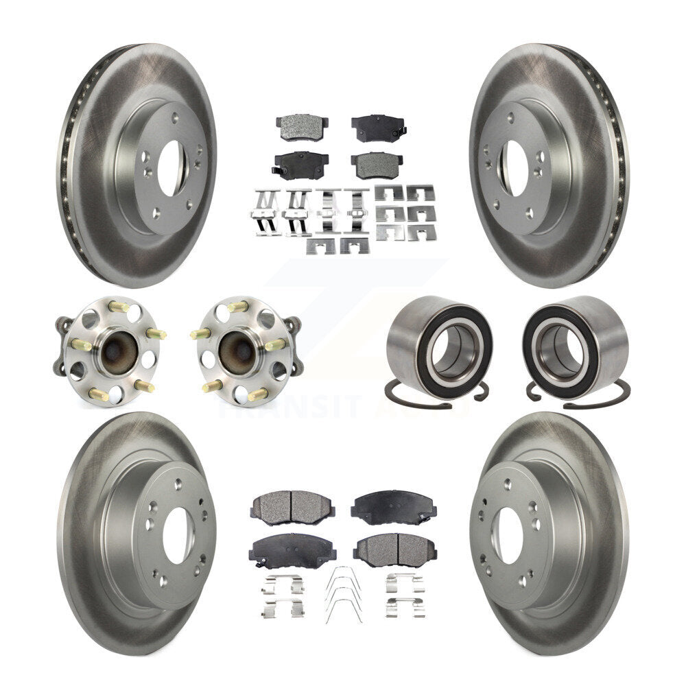 Kit de rotor et de plaquettes de frein à disque revêtus de roulement de moyeu avant et arrière (10 pièces) pour Honda Accor