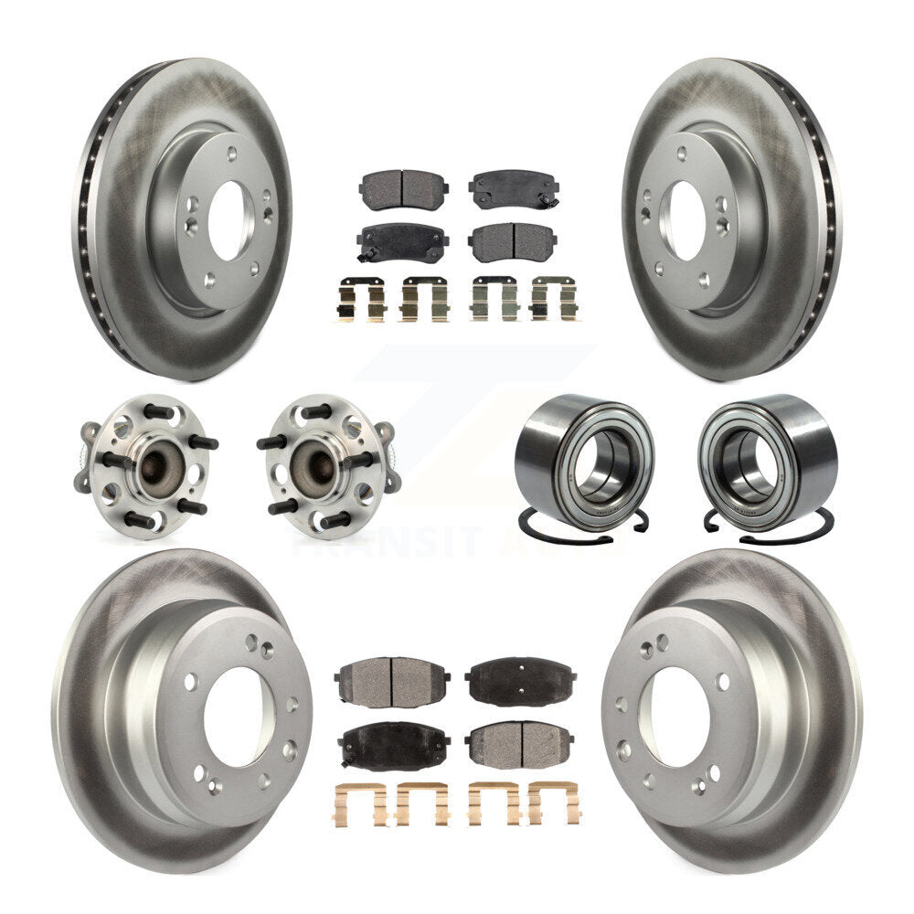 Kit de rotor et de plaquettes de frein revêtus de roulement de moyeu avant et arrière (10 pièces) pour Hyundai Elantr