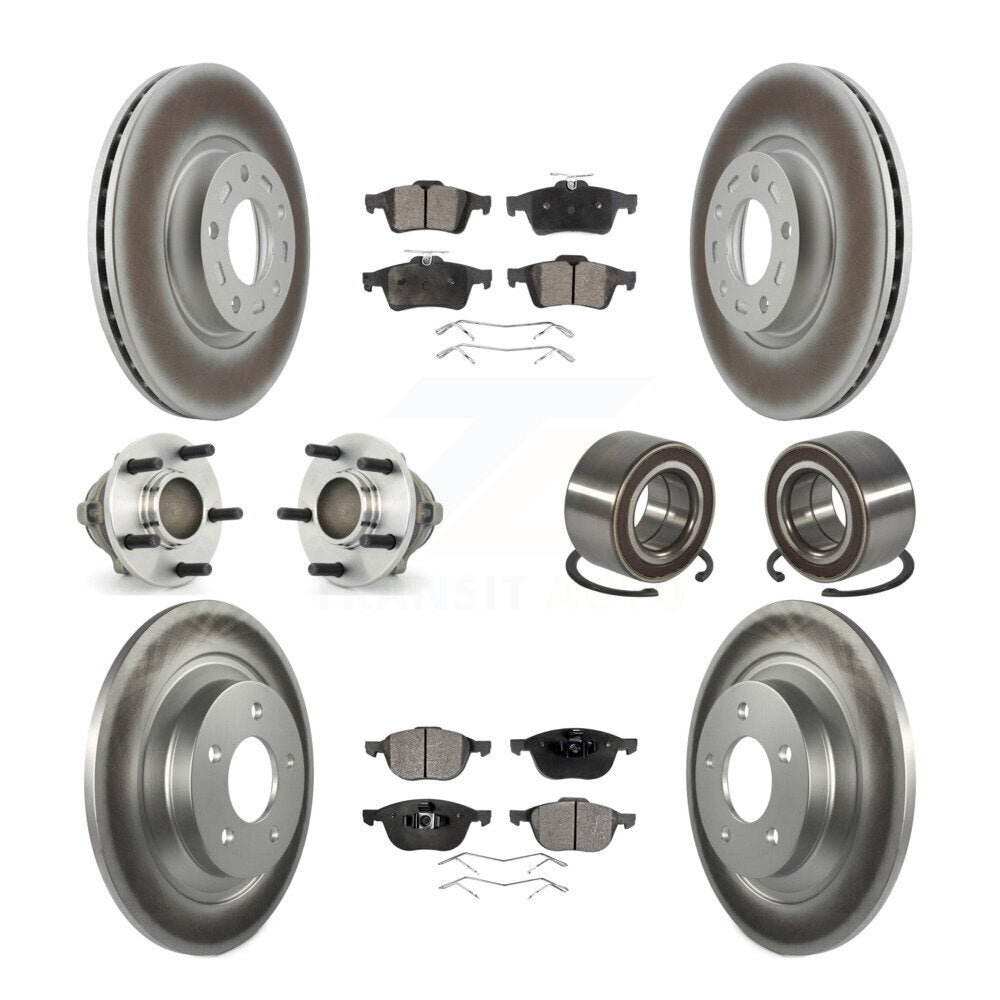 Kit de rotors et plaquettes de frein à disque revêtus de roulements de moyeu avant et arrière (10 pièces) pour Mazda