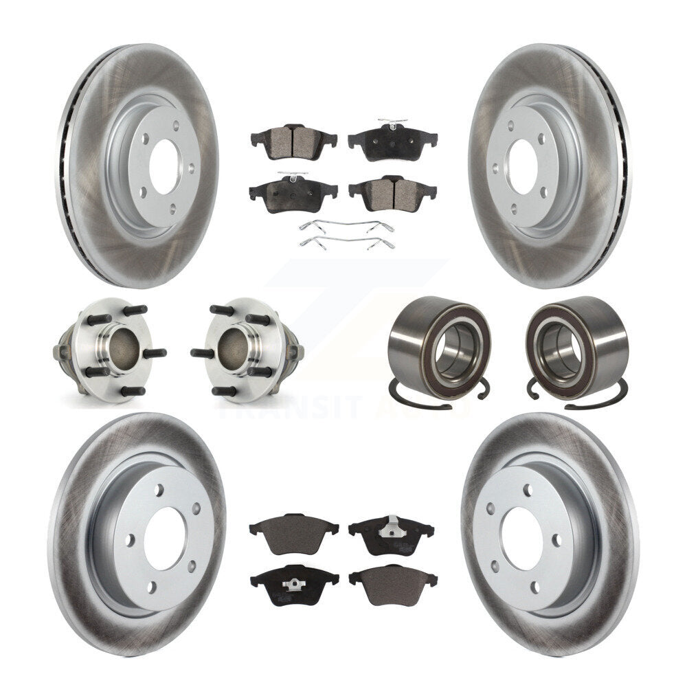 Kit de rotors et plaquettes de frein à disque revêtus de roulements de moyeu avant et arrière (10 pièces) pour Mazda