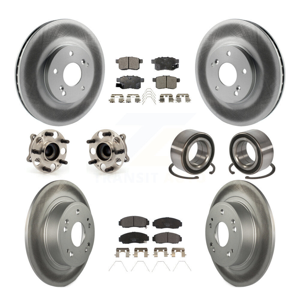 Kit de plaquettes de rotor de frein enduites de roulement de moyeu avant et arrière (10 pièces) pour Honda Accord Acur
