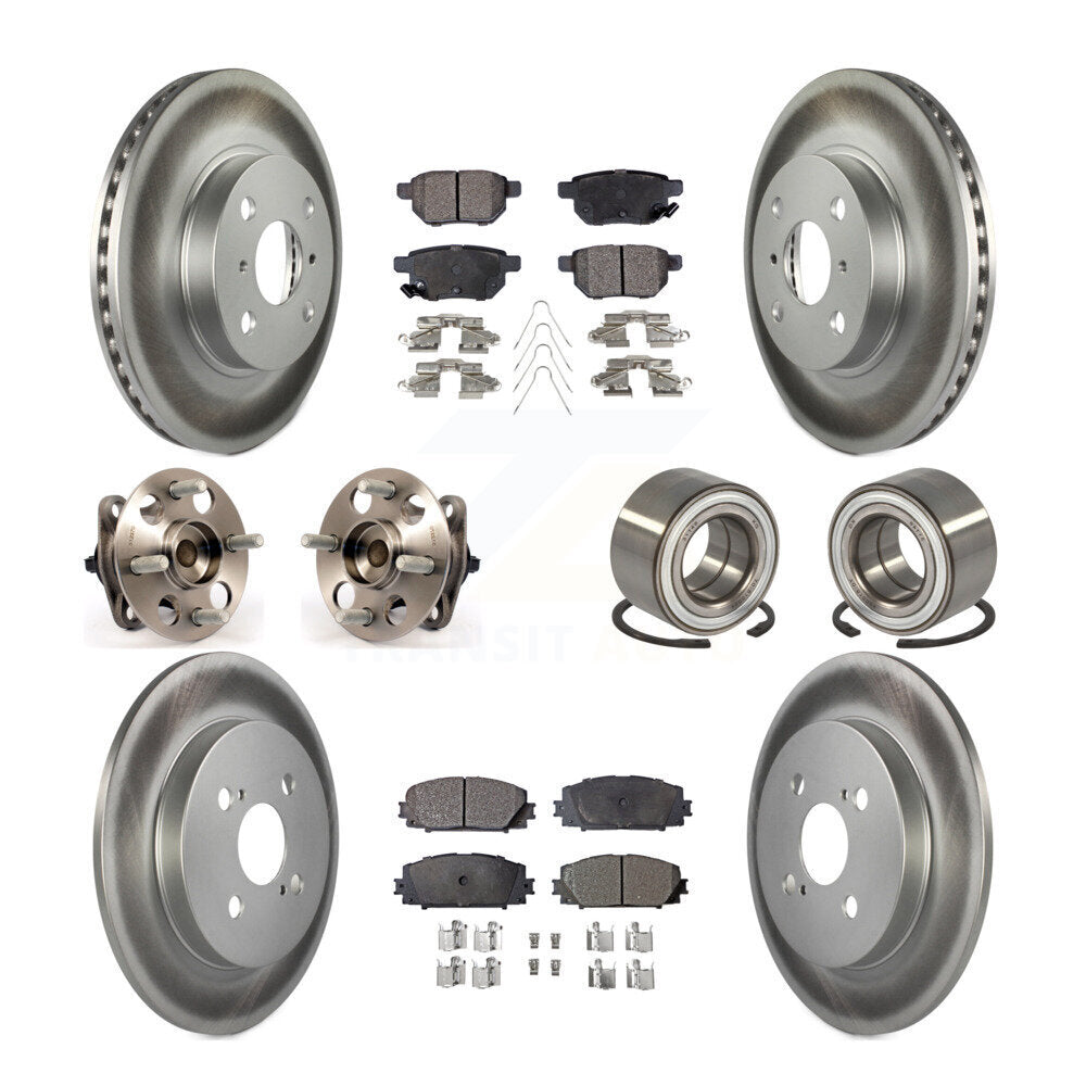 Kit de rotor et de plaquettes de frein à disque revêtus de roulement de moyeu avant et arrière (10 pièces) pour Toyota Yari