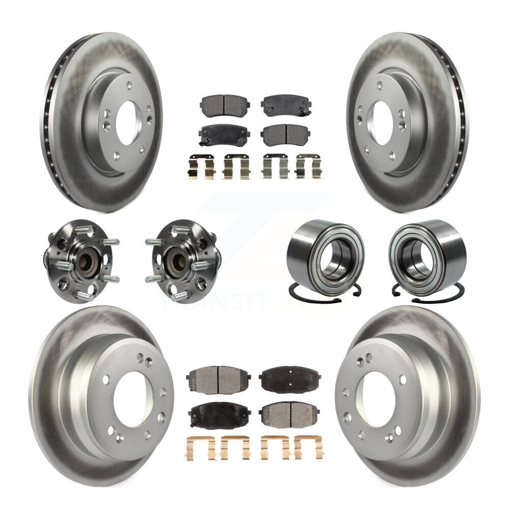 Kit de rotor et de plaquettes de frein revêtus de roulement de moyeu avant et arrière (10 pièces) pour Hyundai Elantr