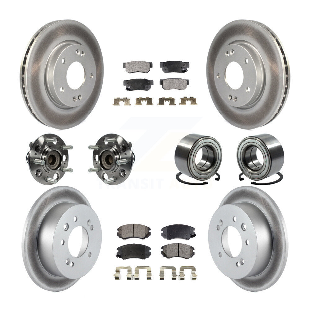 Kit de rotor et de plaquettes de frein revêtus de roulement de moyeu avant et arrière (10 pièces) pour Hyundai Elantr