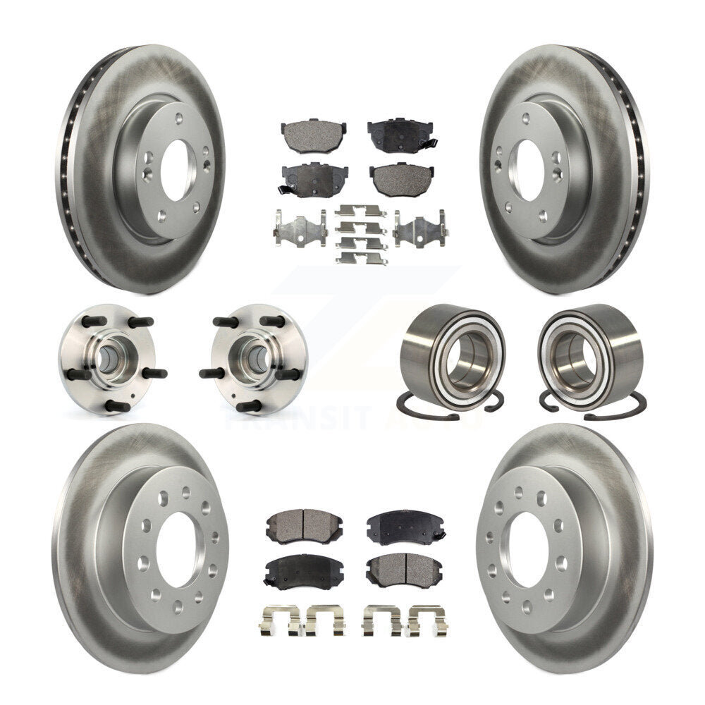 Kit de rotor et de plaquettes de frein revêtus de roulement de moyeu avant et arrière (10 pièces) pour Hyundai Tiburo
