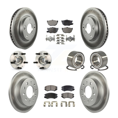 Kit de rotor et de plaquettes de frein revêtus de roulement de moyeu avant et arrière (10 pièces) pour Hyundai Tiburo