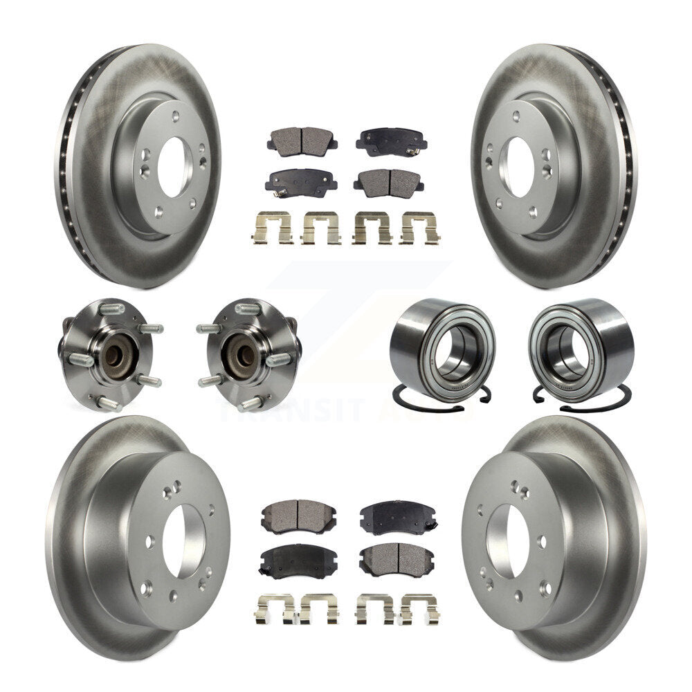 Kit de plaquettes de rotor de frein enduites de roulement de moyeu avant et arrière (10 pièces) pour Kia Sou 2012 – 2013