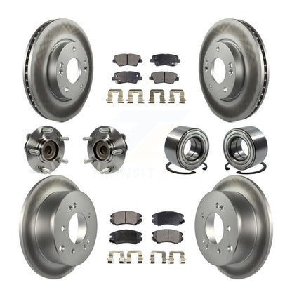 Kit de plaquettes de rotor de frein enduites de roulement de moyeu avant et arrière (10 pièces) pour Kia Sou 2012 – 2013