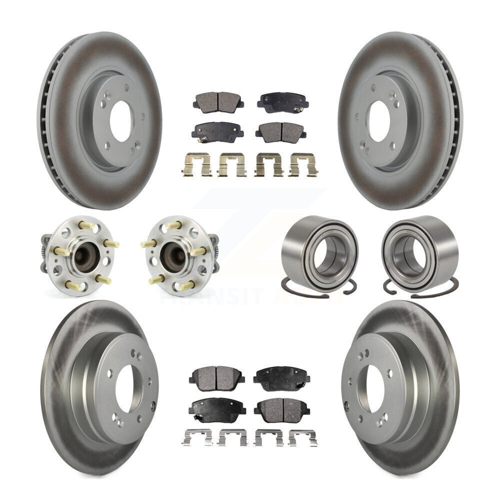Kit de plaquettes de rotor de frein enduites de roulement de moyeu avant et arrière (10 pièces) pour Hyundai Sonata Ki