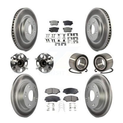 Kit de rotors et plaquettes de frein à disque revêtus de roulement de moyeu avant et arrière (10 pièces) pour Honda Civi
