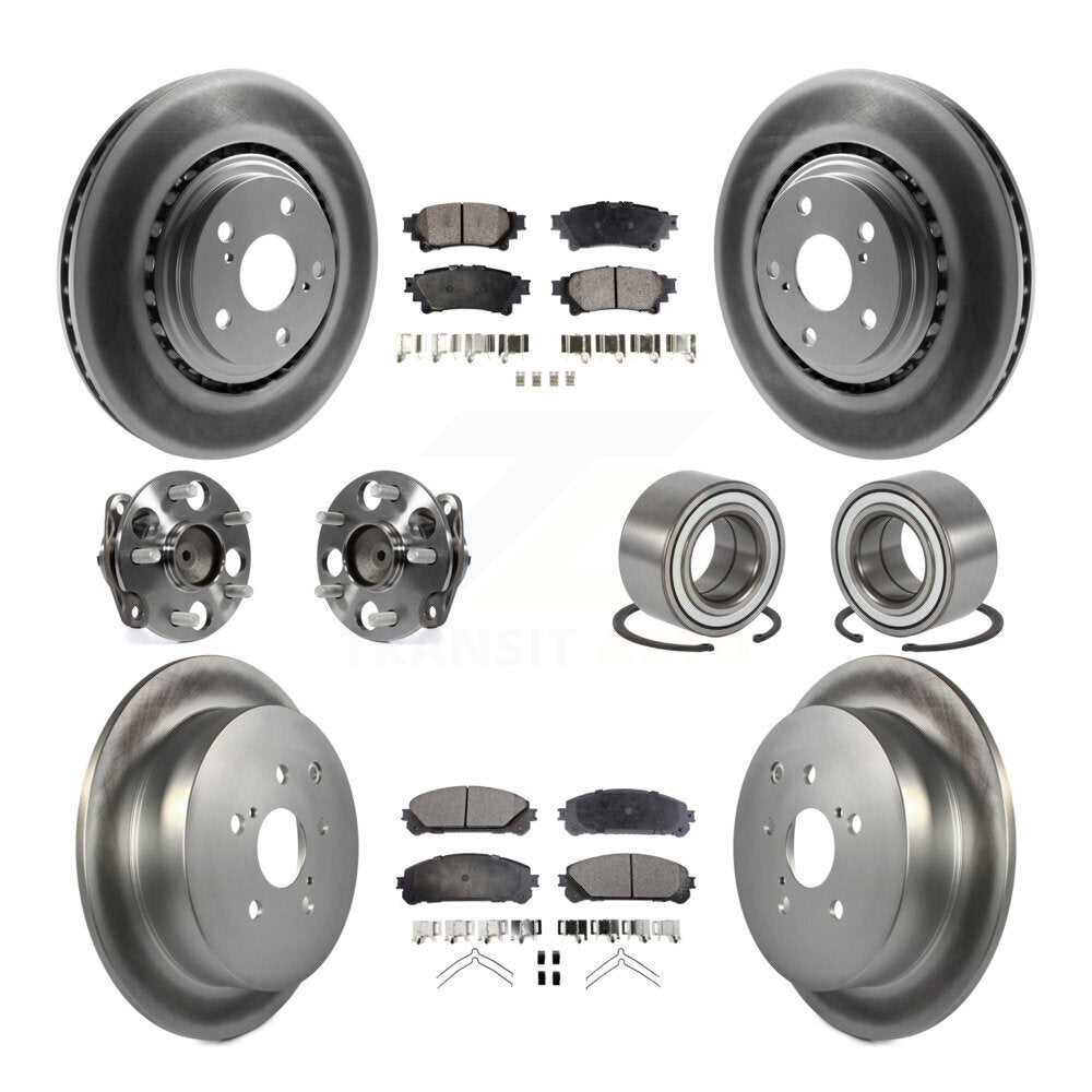 Kit de rotor et de plaquettes de frein revêtus de roulement de moyeu avant et arrière (10 pièces) pour Toyota Sienna FW